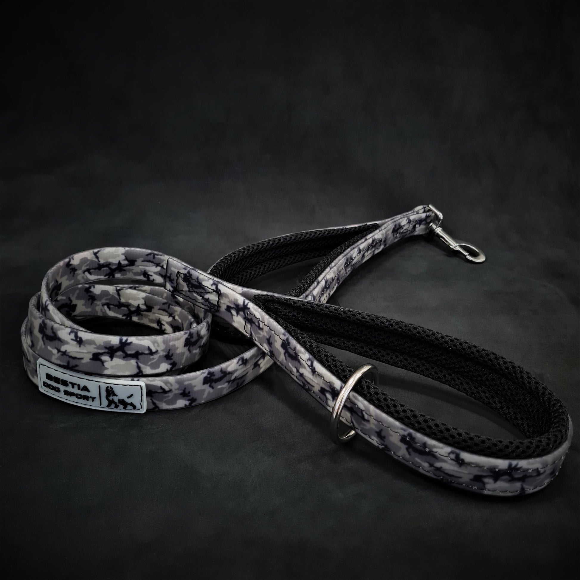 BESTIA DOG SPORT dual handle leash grey camo - Bestia Dog Sport