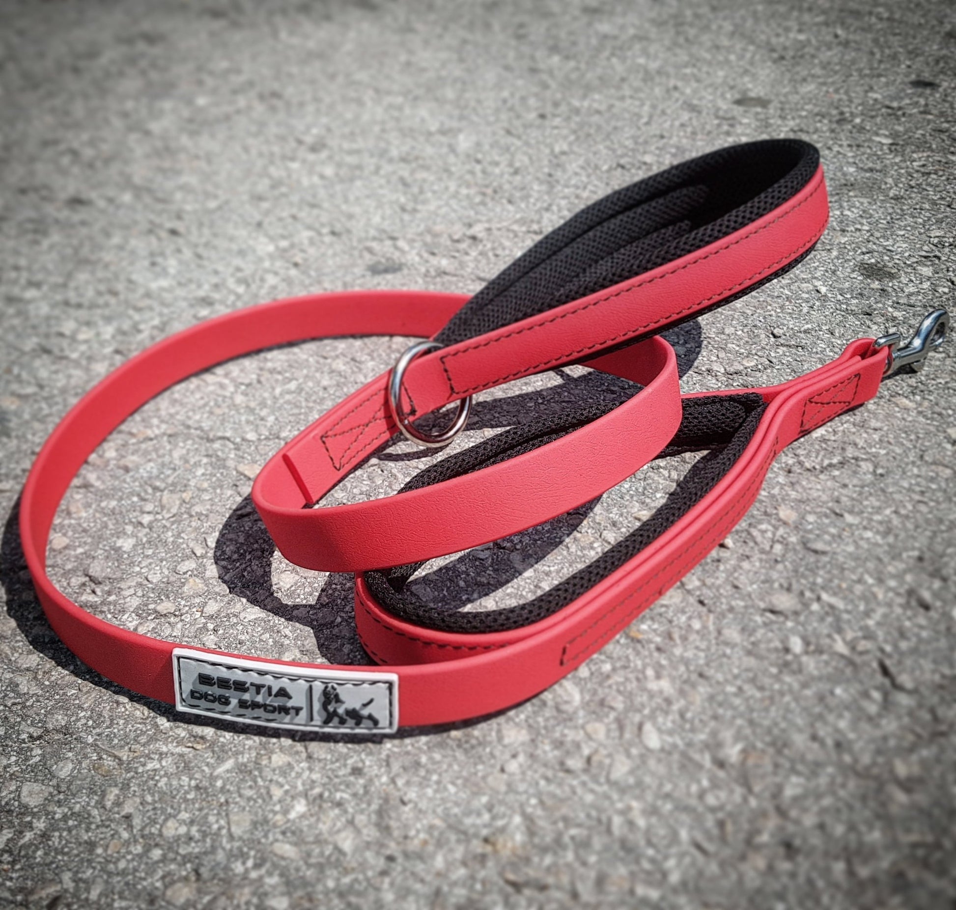 BESTIA DOG SPORT dual handle leash Red - Bestia Dog Sport