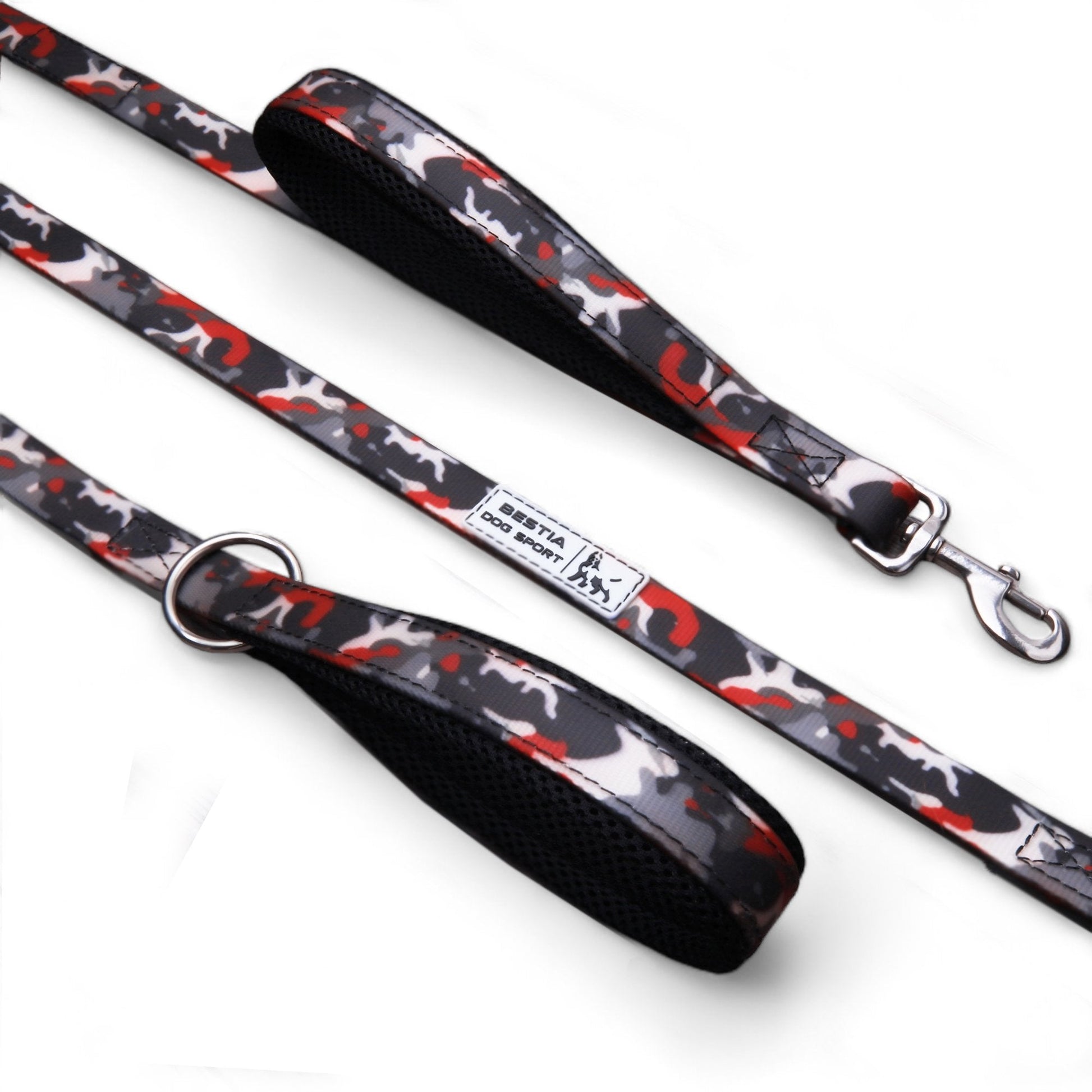 BESTIA DOG SPORT dual handle leash Red Camo - Bestia Dog Sport