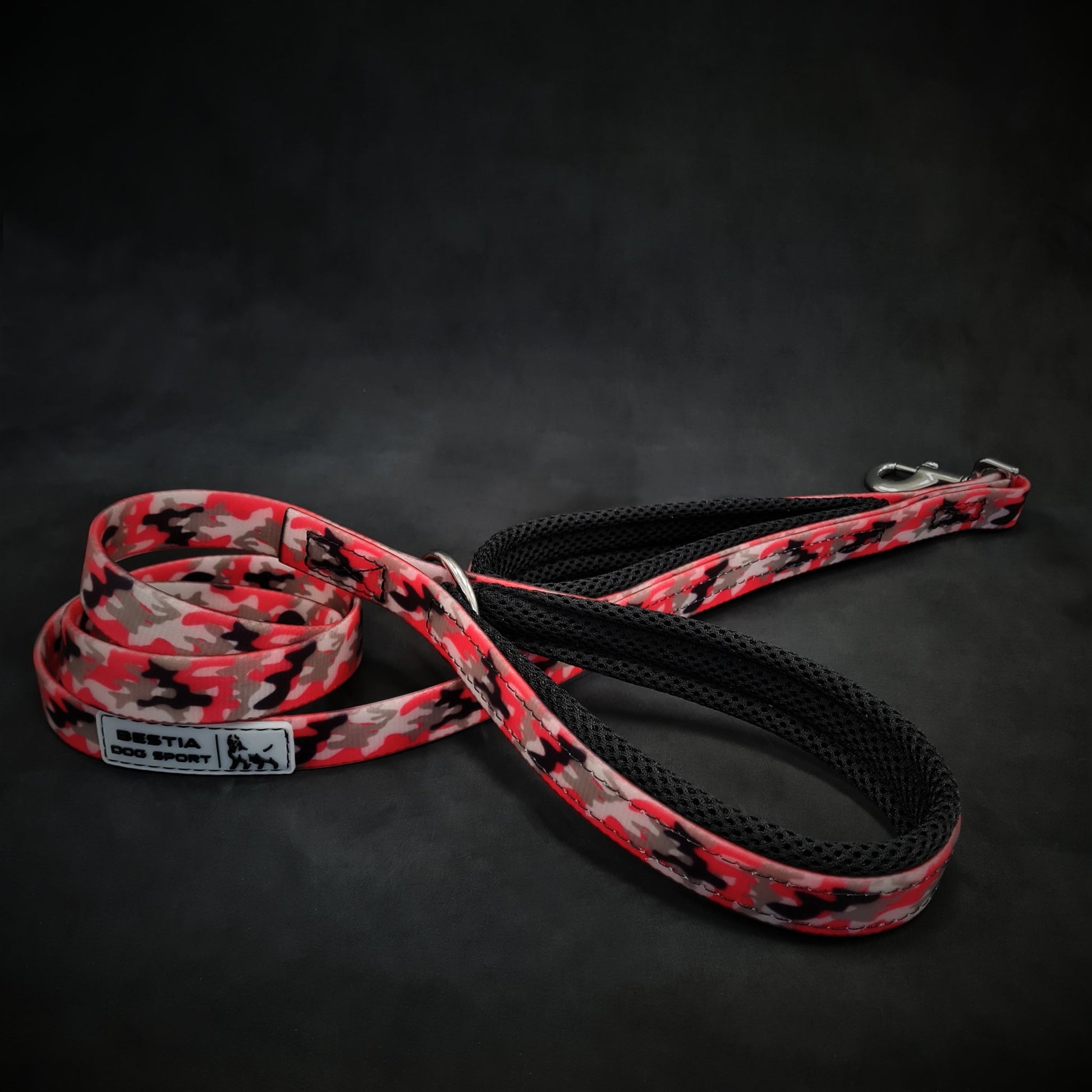 BESTIA DOG SPORT dual handle leash Red Camo - Bestia Dog Sport